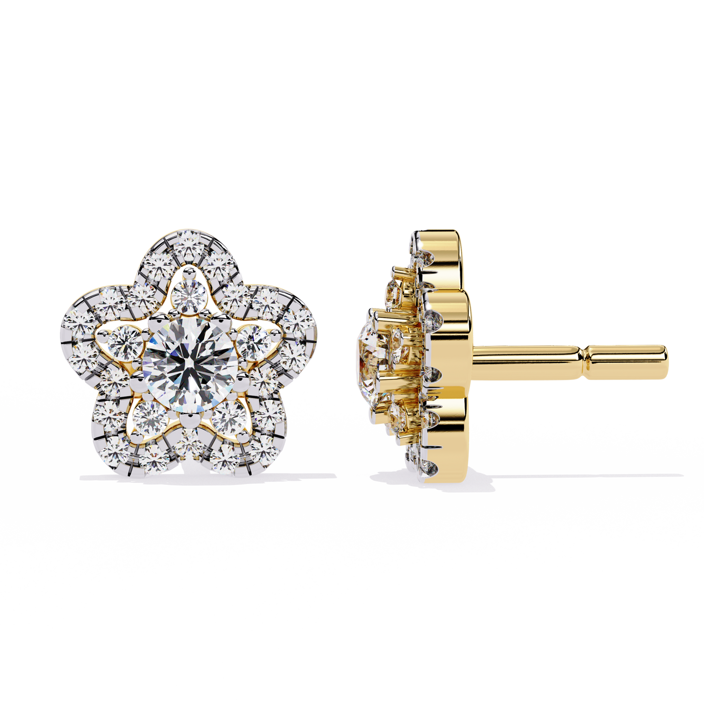 Prong Set Round Cut Daimond Star Shape Minimalist Vintage Push Back Sparkling Classic Daily Wear Dainty Stud Earring - HIGHCARAT DIAMONDS