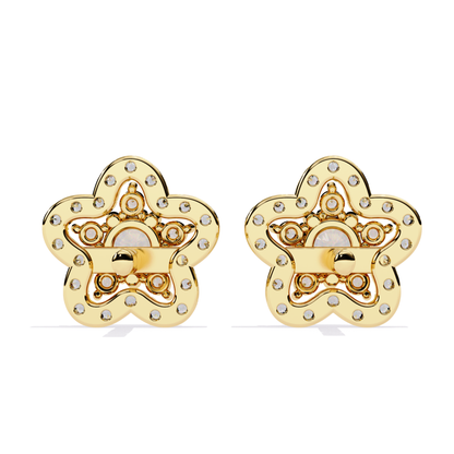 Prong Set Round Cut Diamond Star Shape Stud Earrings - HIGHCARAT DIAMONDS