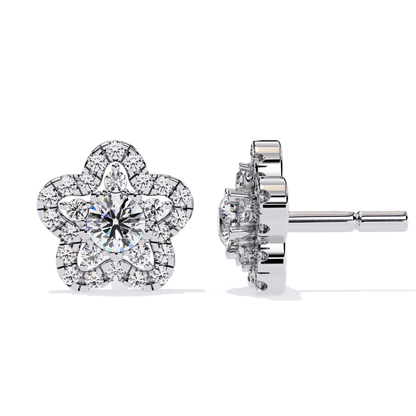 Prong Set Round Cut Diamond Star Shape Stud Earrings - HIGHCARAT DIAMONDS
