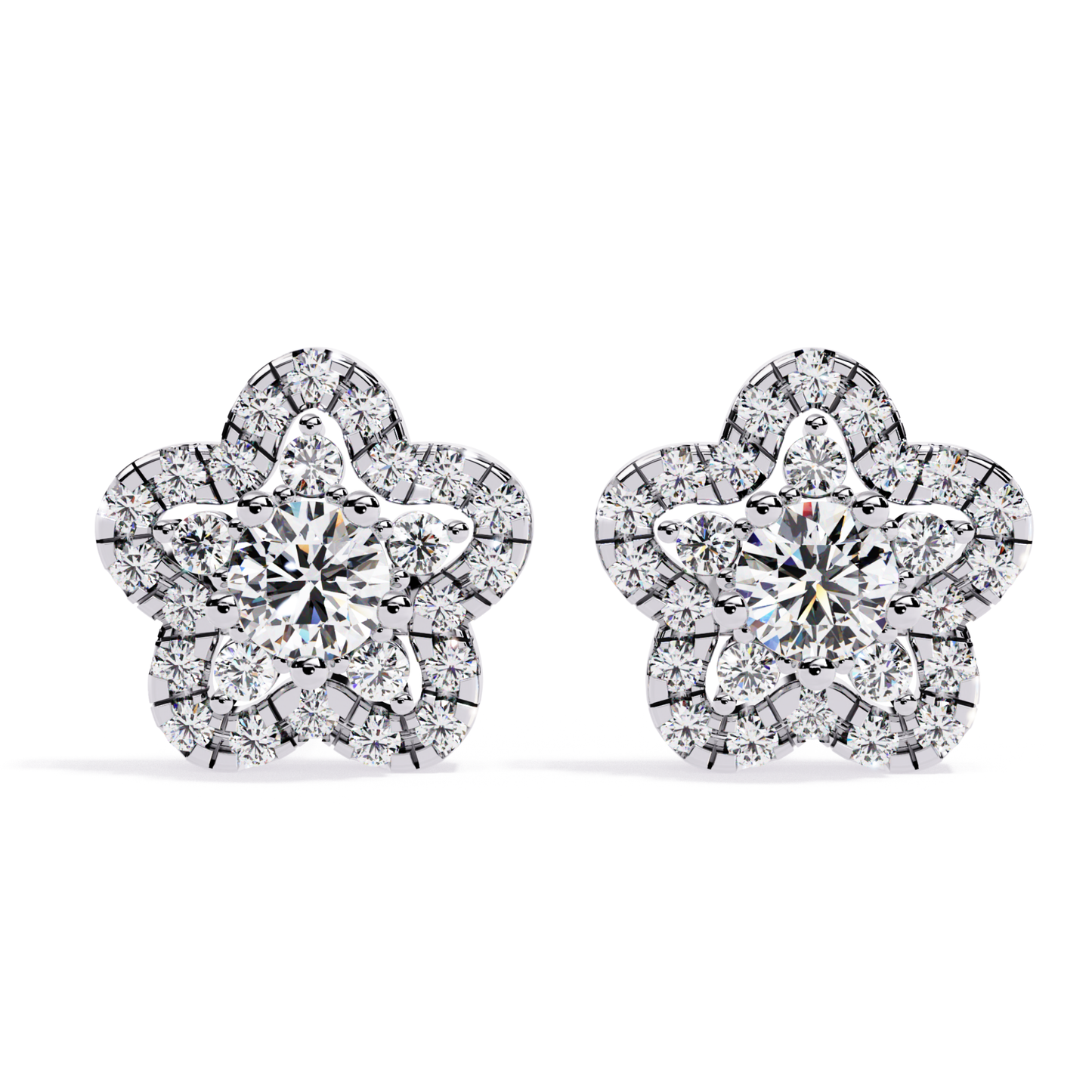 Prong Set Round Cut Diamond Star Shape Stud Earrings - HIGHCARAT DIAMONDS