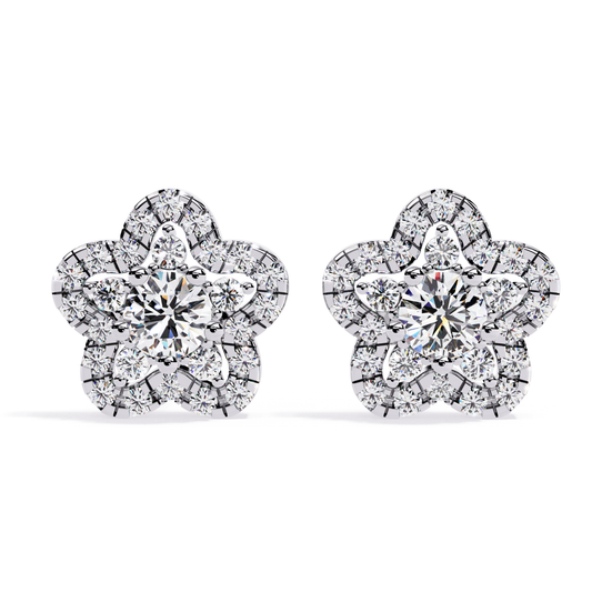 Prong Set Round Cut Diamond Star Shape Stud Earrings - HIGHCARAT DIAMONDS