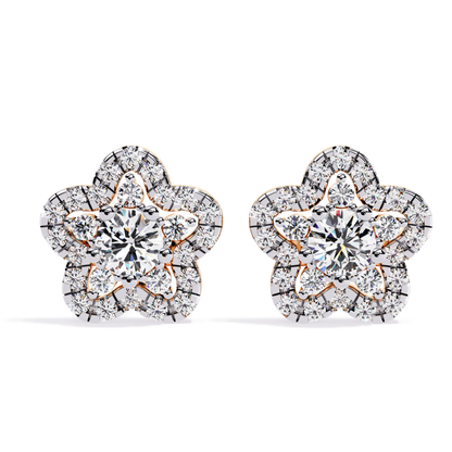Prong Set Round Cut Diamond Star Shape Stud Earrings - HIGHCARAT DIAMONDS