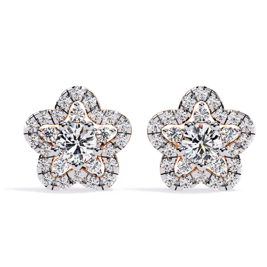 Prong Set Round Cut Diamond Star Shape Stud Earrings - HIGHCARAT DIAMONDS