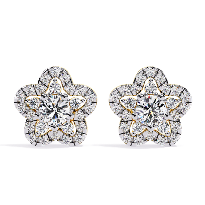 Prong Set Round Cut Diamond Star Shape Stud Earrings - HIGHCARAT DIAMONDS
