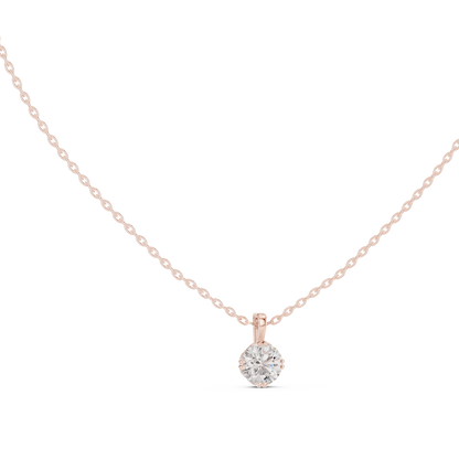 Round Cut 1.00 Ct Labgrown Diamond Pendant Minimalist Solitaire Necklace For Her - HIGHCARAT DIAMONDS