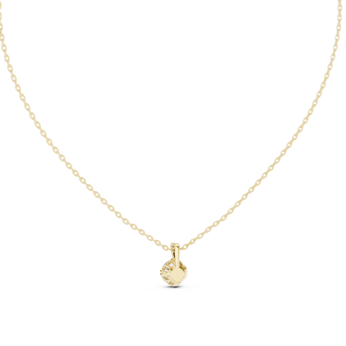 Round Rose Gold Diamond Pendant with Prong Setting Side Angle View