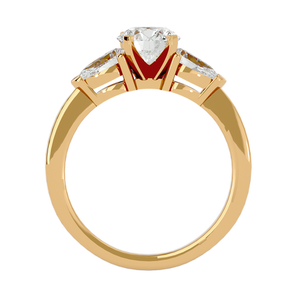 2.18 CT Round & Pear Cut Lab Grown Diamond Engagement  3 Stone 14k Solid White Gold Diamond Ring