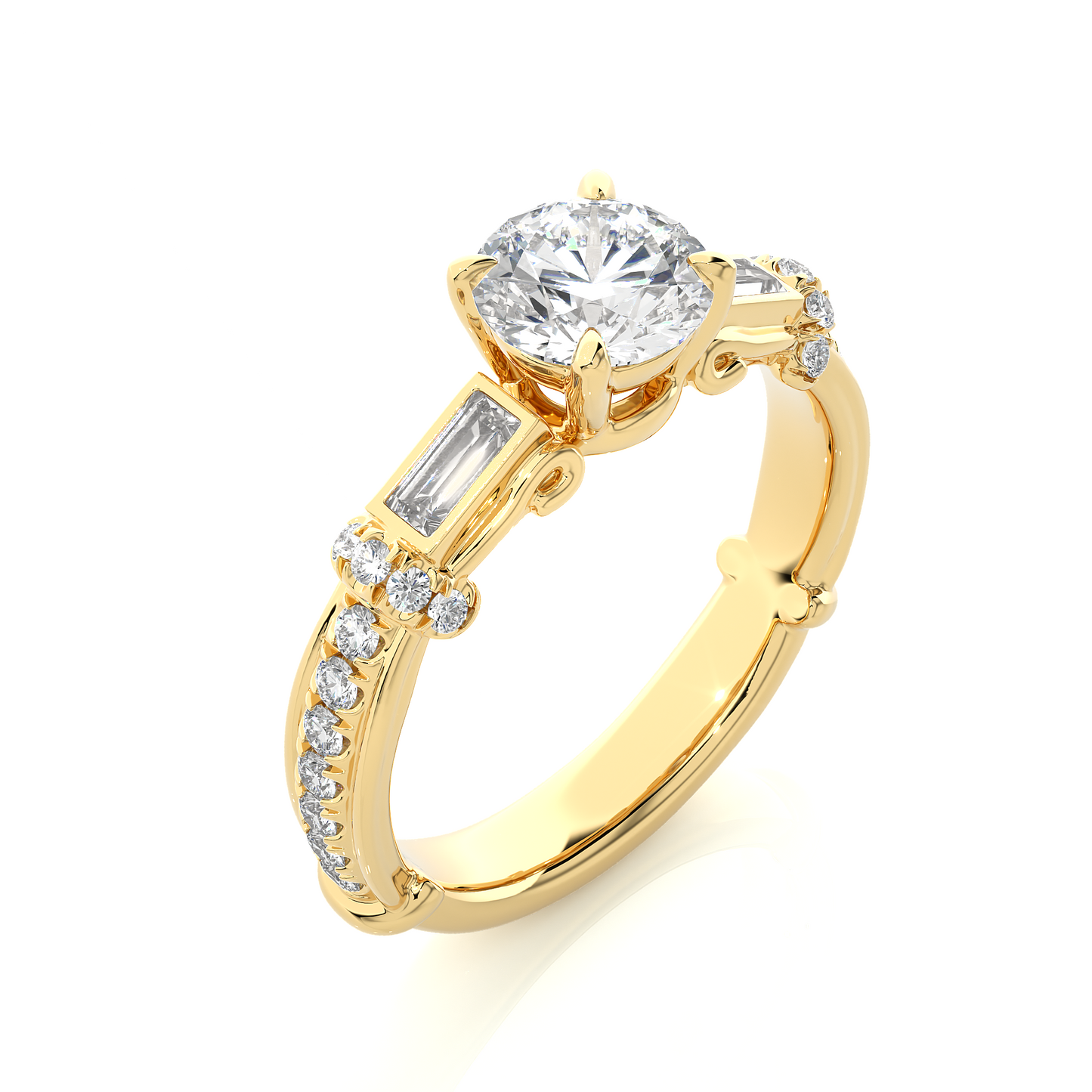 Baguette And Round Cut Lab grown Diamond Ring ,1.50 Carat Diamond Ring For Her And All Occasion