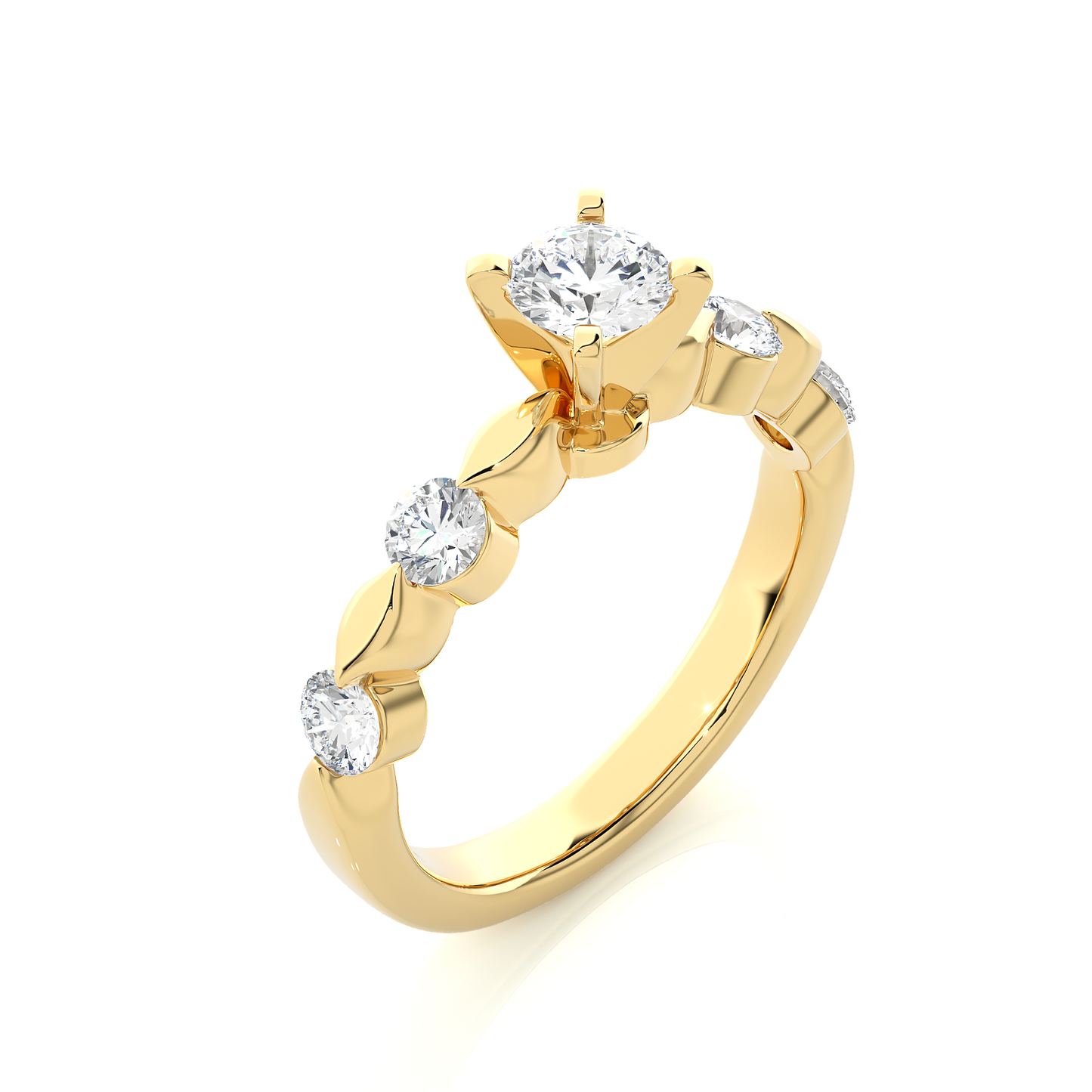 14k Solid Rose Gold 5 Round Cut Lab Grown Diamond Ring For Wedding Luxury Jewelry For Her