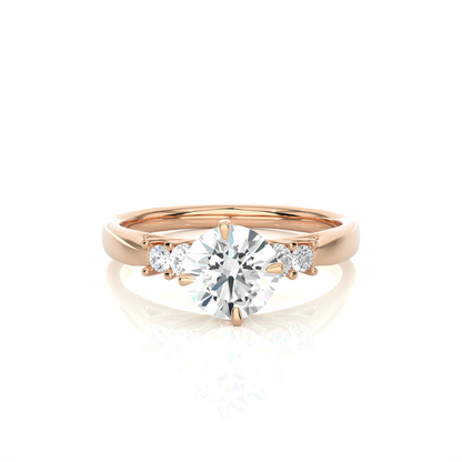 6 Stone Round Cut Lab grown Diamond 18k Solid Gold  Engagement Ring ,Perfect for Your
