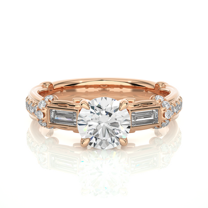 Baguette And Round Cut Lab grown Diamond Ring ,1.50 Carat Diamond Ring For Her And All Occasion