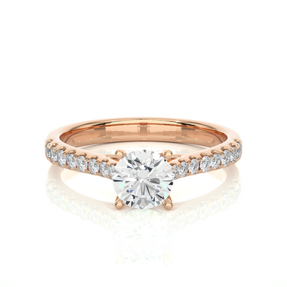 Round Cut Lab grown Diamond,14k solid rose gold   Engagement Accented  Ring For Special