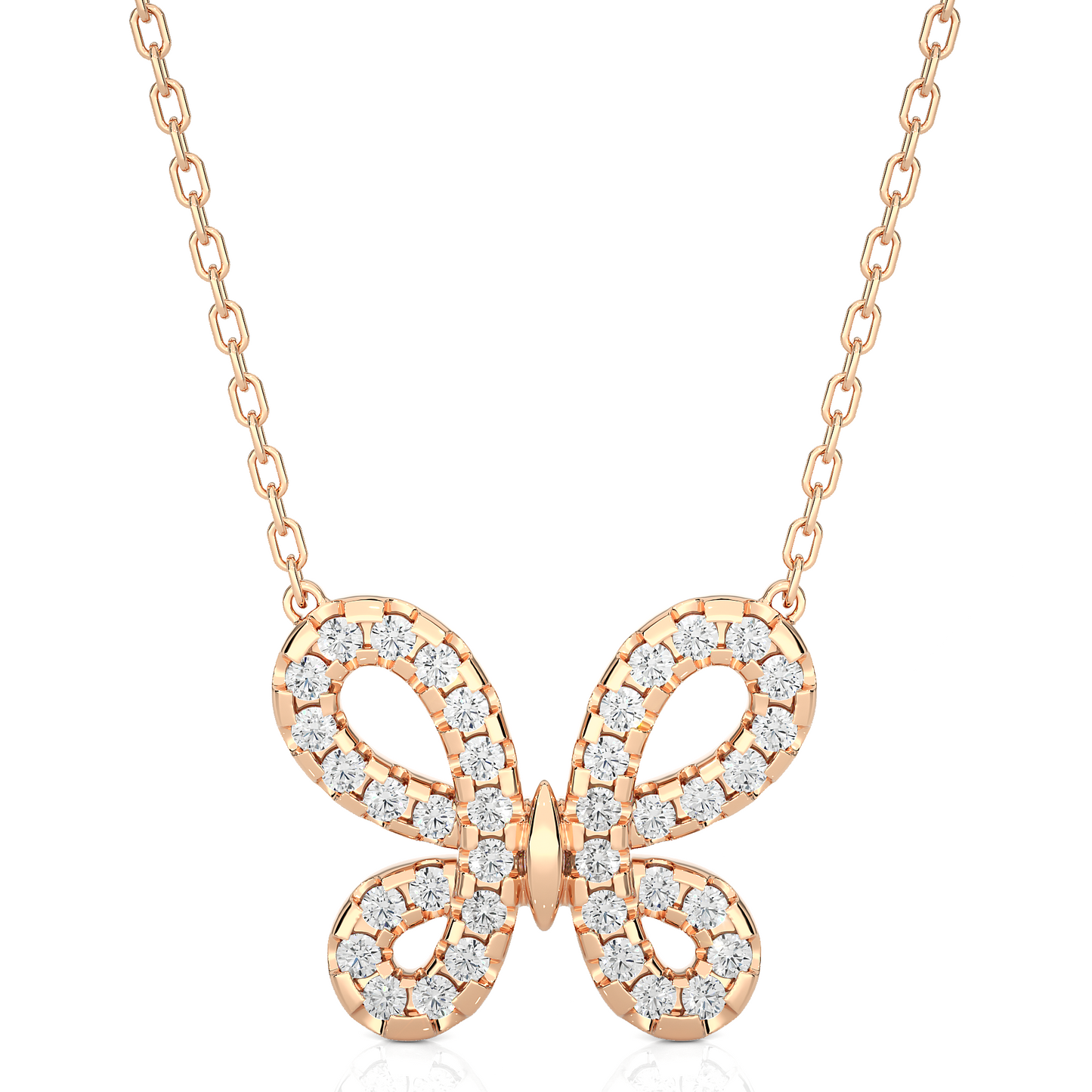 14K Solid Gold Butterfly Pendant with 0.31 CT Lab-Grown Diamonds Delicate Minimalist Jewelry