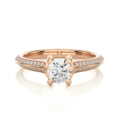 10k Solid White Gold Engagement Ring With Round Cut Lab Grown Diamond Perfect Gift For Her