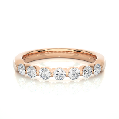 Timeless Shared Prong Diamond Eternity Band In 18K Solid Gold  Bridal Wedding Ring Set
