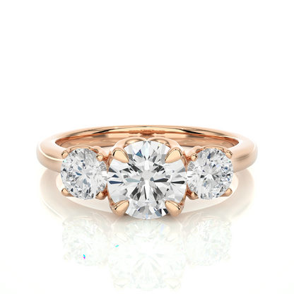 Eco Friendly Round Lab Diamond  Five Stone Ring 14K Solid Yellow Gold Ready To Ship