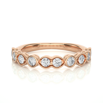 Dainty 10KT Solid Gold Bezel Set Round Shape Diamond Eternity Band Perfect for Daily Wear