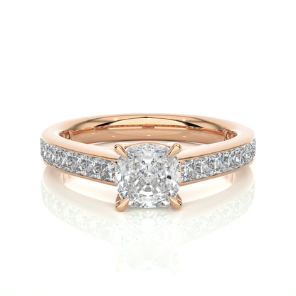 2.12 CT Cushion & Round Cut Lab Grown Diamond Accent Stone in 14k Gold Perfect Gift for Anyone Diamond Ring