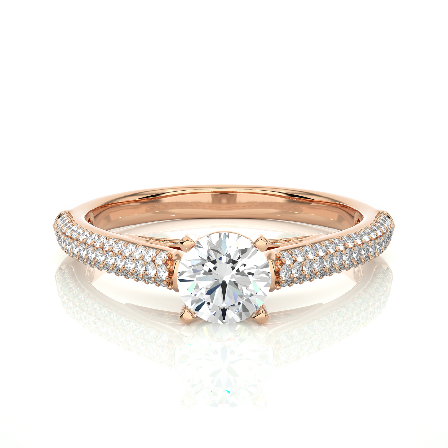 5.70 Ct Round Shaped Lab Grown  Diamond 18k Solid Gold With Side Stone Stunning Engagement Ring For Her