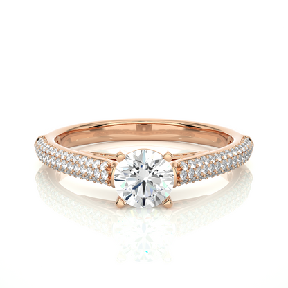 5.70 Ct Round Shaped Lab Grown  Diamond 18k Solid Gold With Side Stone Stunning Engagement Ring For Her