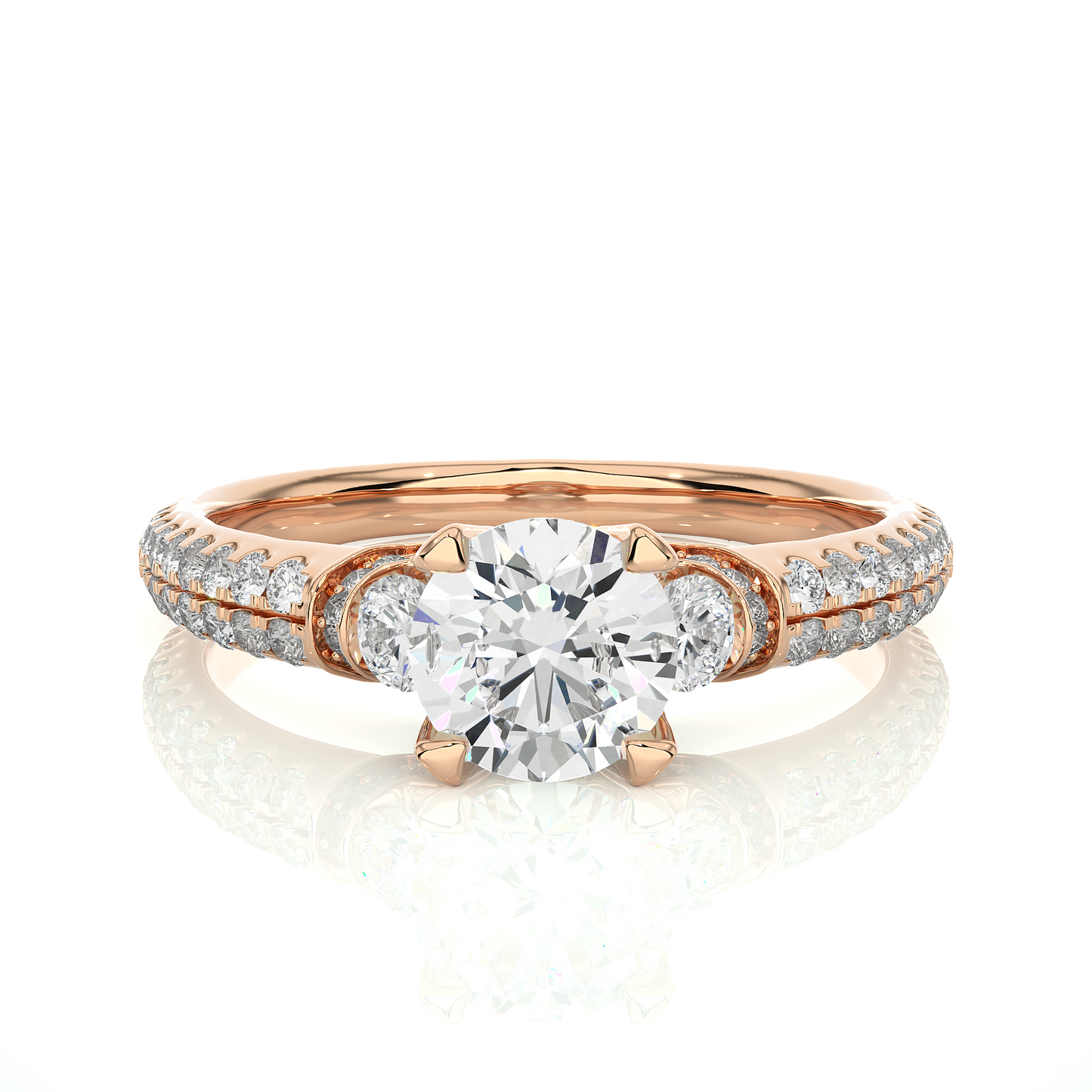 1.44 Carat Round Diamond Lab Grown Diamond Ring with Three Stones Diamond  Ring To Her birthday
