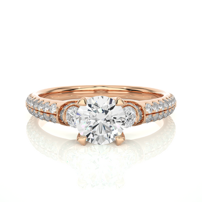 1.44 Carat Round Diamond Lab Grown Diamond Ring with Three Stones Diamond  Ring To Her birthday