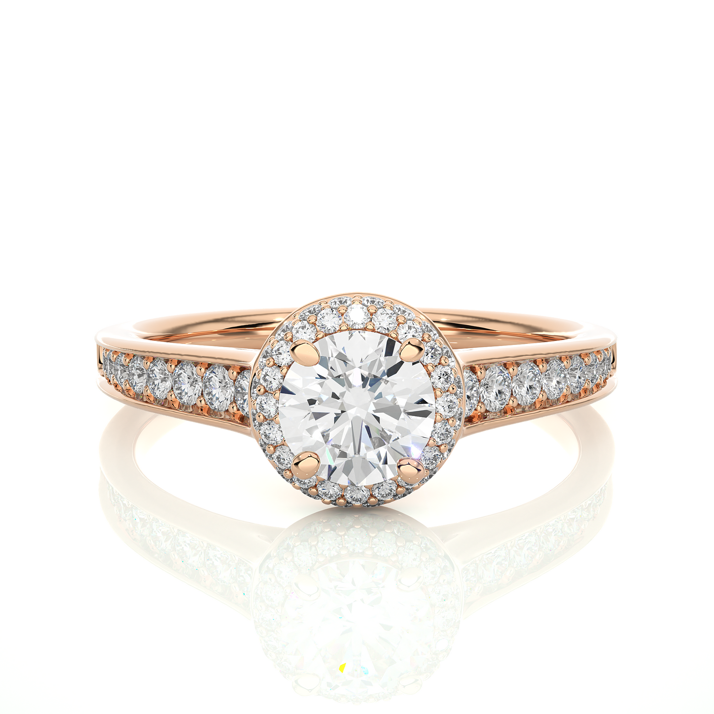 14k Solid Rose Gold Round Shape Lab Grown Diamond Accented Ring very elegant For engagement