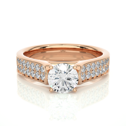 Round Cut Lab Grown Diamond Ring 1.29 CT IGI Certified Pave & Side Stones Anniversary ring her