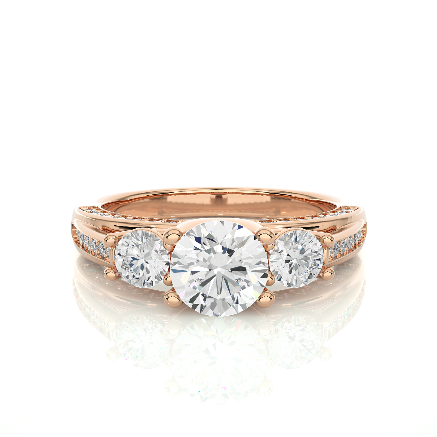 10K Solid Gold Ring, 1.98 Carat Round Cut Lab Grown Diamond Sparkling Diamond Ring  for Proposal Gift