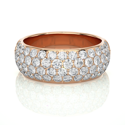 Elegant Round Diamond Half Eternity Band Ring in 18K Solid Gold For Special Occasions
