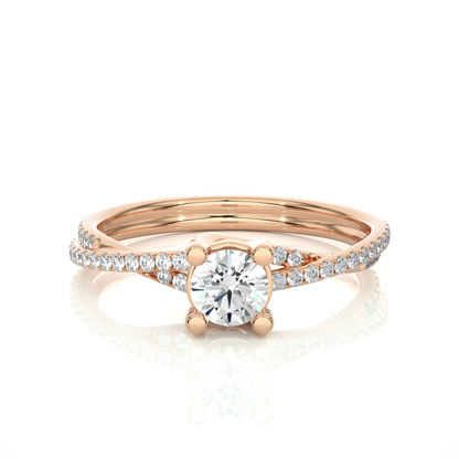 Round Shape Lab Grown Diamond Colorless 14K Solid Gold Ring Gift For Her Birthday