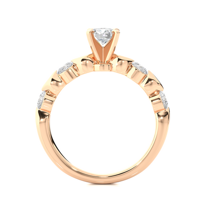 14k Solid Rose Gold 5 Round Cut Lab Grown Diamond Ring For Wedding Luxury Jewelry For Her