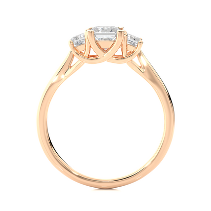Princess Shaped Lab Grown Diamond Ring,14KYellow Gold  Vintage Three Stone Ring For Her