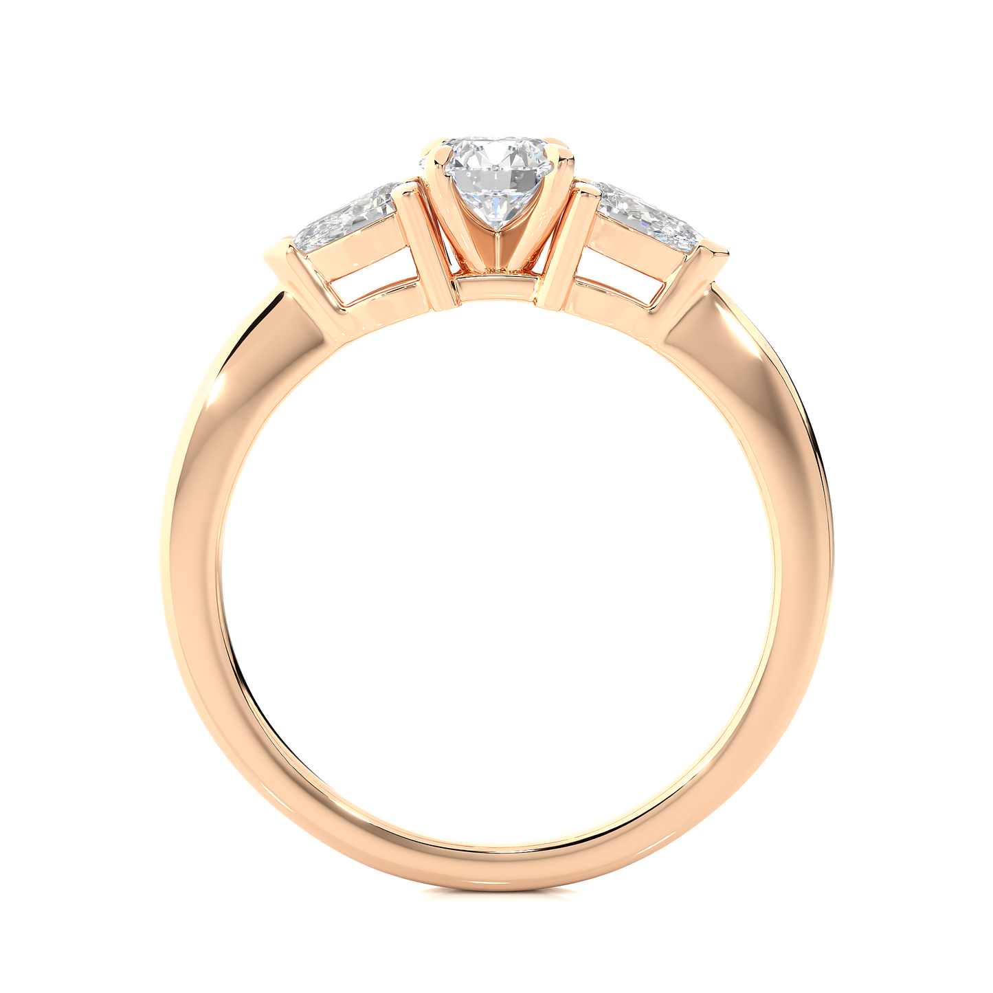 18K Solid Gold Pear cut Lab Grown diamond Three Stone Diamond Ring Gift For Anniversary
