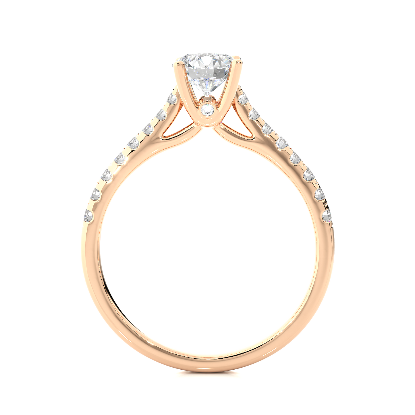 Round Cut Lab grown Diamond,14k solid rose gold   Engagement Accented  Ring For Special