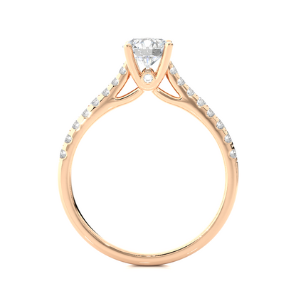 Round Cut Lab grown Diamond,14k solid rose gold   Engagement Accented  Ring For Special