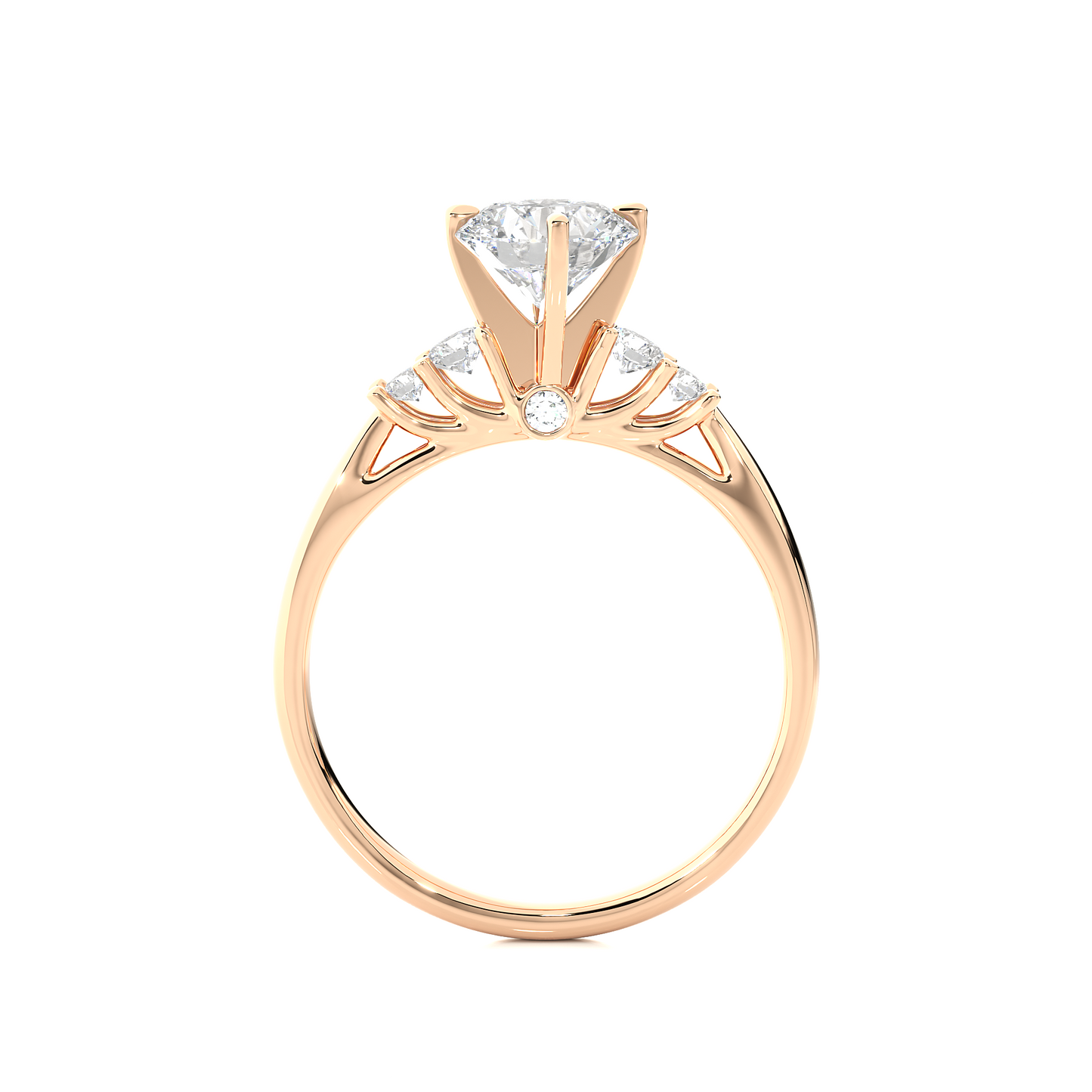 6 Stone Round Cut Lab grown Diamond 18k Solid Gold  Engagement Ring ,Perfect for Your