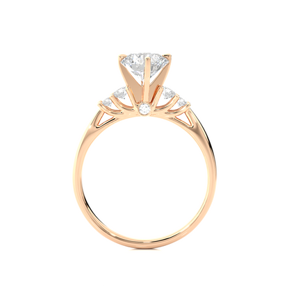 6 Stone Round Cut Lab grown Diamond 18k Solid Gold  Engagement Ring ,Perfect for Your