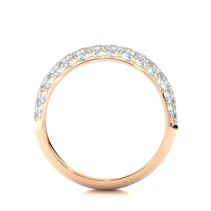 Elegant Round Diamond Half Eternity Band Ring in 18K Solid Gold For Special Occasions