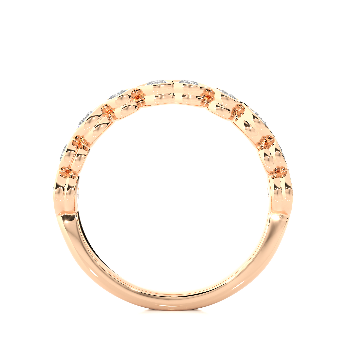Dainty 10KT Solid Gold Bezel Set Round Shape Diamond Eternity Band Perfect for Daily Wear