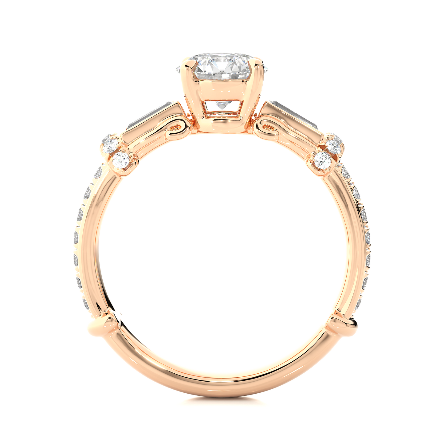 Baguette And Round Cut Lab grown Diamond Ring ,1.50 Carat Diamond Ring For Her And All Occasion