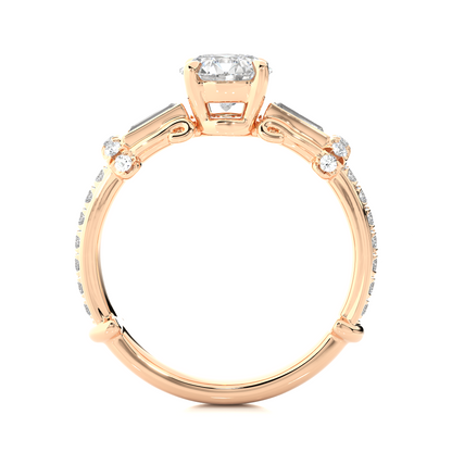 Baguette And Round Cut Lab grown Diamond Ring ,1.50 Carat Diamond Ring For Her And All Occasion