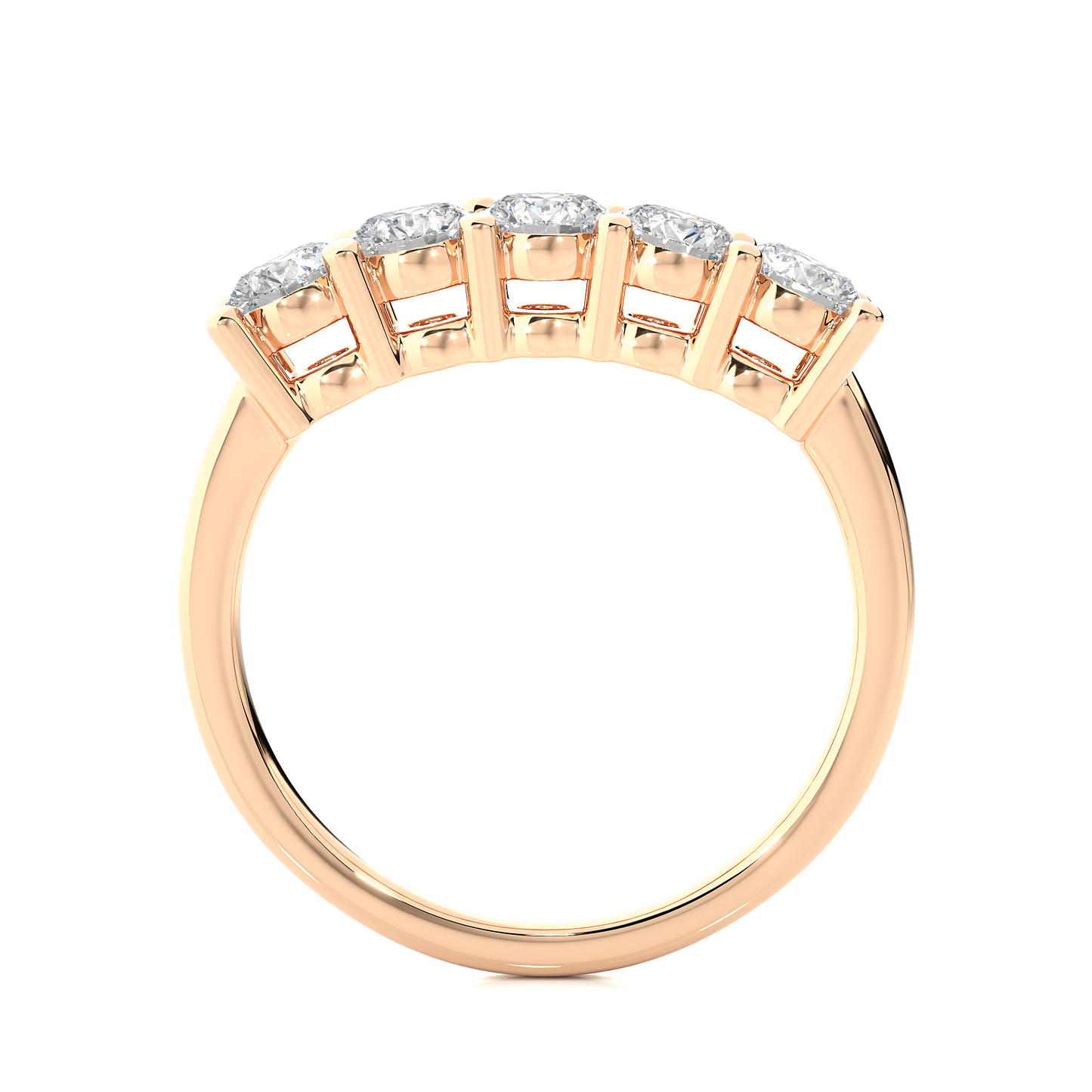 Labgrown 0.52 CT Round Cut Diamond Band Half Eternity Engagement Band For Her