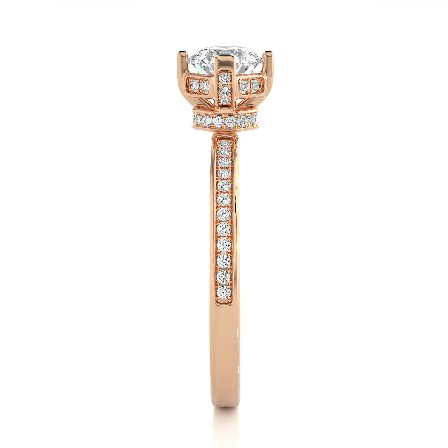 Round Cut Lab Grown  Diamond Halo Engagement 14K Solid Gold Ring For Her