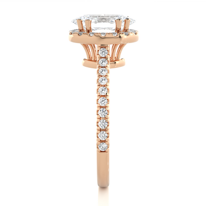 1.26 CT ,14k solid Rose Gold Oval And Round Cut Lab Grown Diamond ring in every occasion wear
