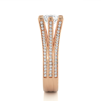 Round Brilliant Cut Lab Grown Diamond Ring, 18K Solid Gold Split Shank Ring In Wedding Special For Bridals