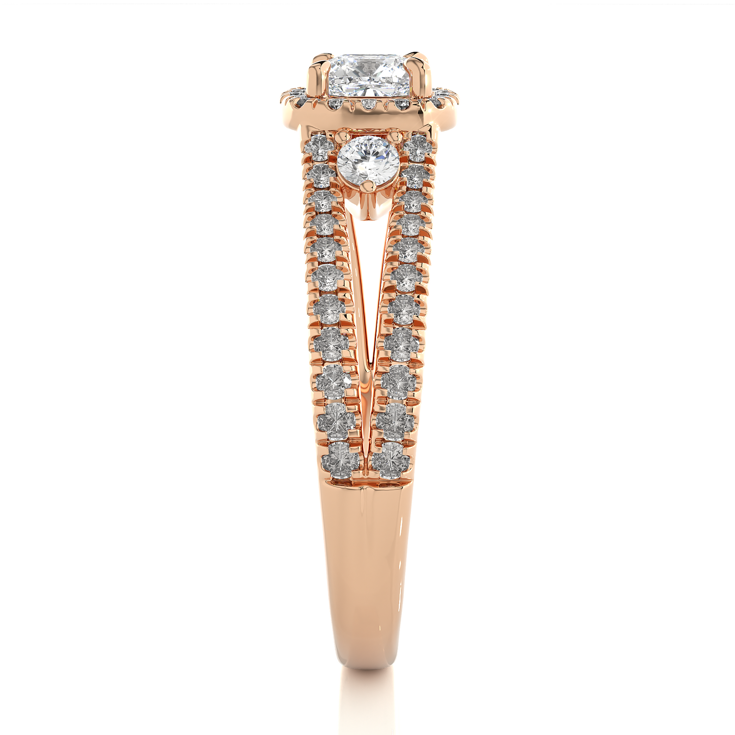 Cushion & Round Cut Lab Grown Diamond With Side stones minimalist perfect Gifted Engagement Ring