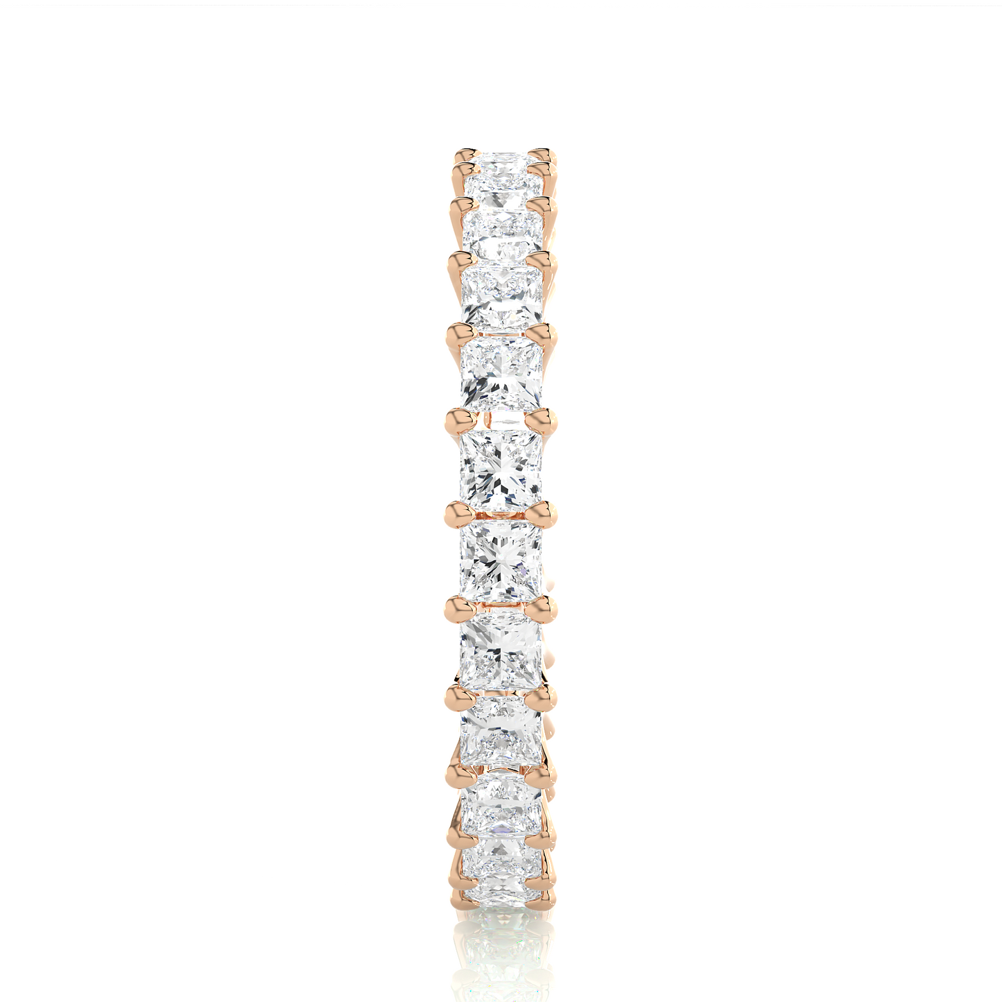 1.93 Ct Princess Cut Lab Grown Diamond 14k Solid Rose Gold Anniversary Full Eternity Band Ring For Her