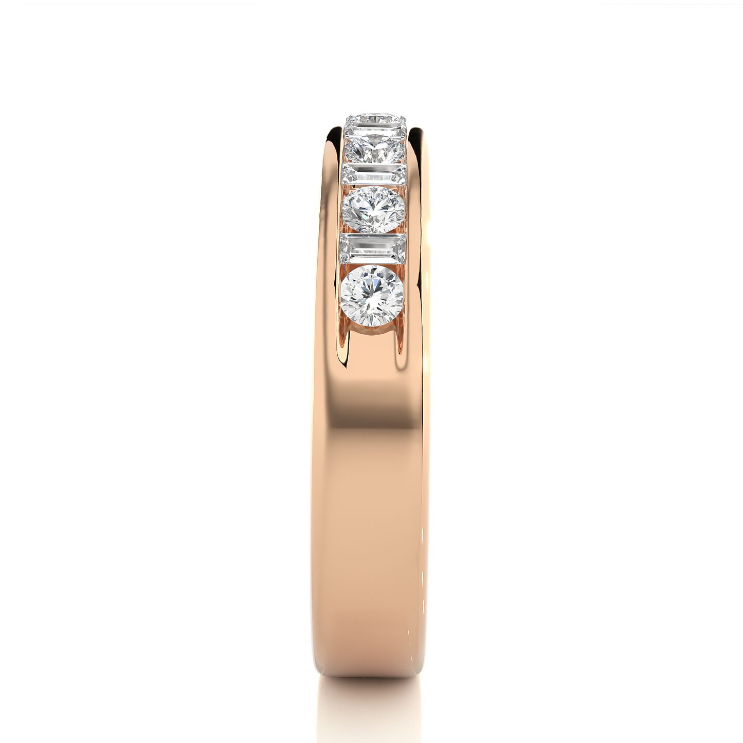 Handcrafted Eternity Band With Baguette And Round Labgrown Diamonds For Special Occasions