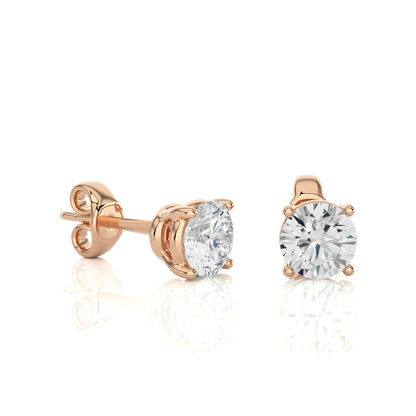 14K White Gold Round Shaped Solitaire Stud Earrings Daily Wearing Gift For Her